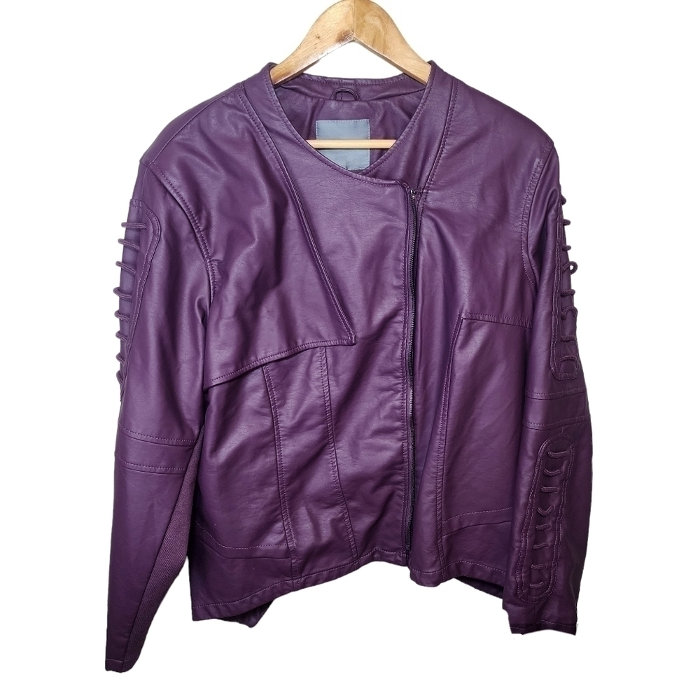 KATE & MALLORY Faux Leather Long Sleeve Jacket Size 1x